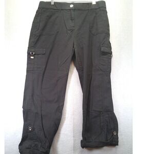Cato Women Pull On Black Capri Pants, Adjustable, Black Size 12